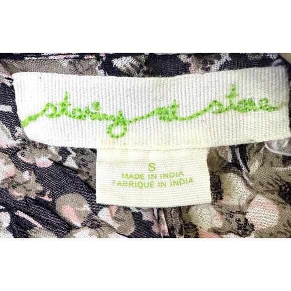 ANTHROPOLOGIE Staring At Stars Black Dark Floral Kimono Open Cardigan Boho Small - Picture 5 of 9